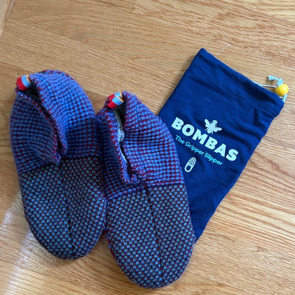 Bombas Purple and Blue Gripper Slipper Socks-Small